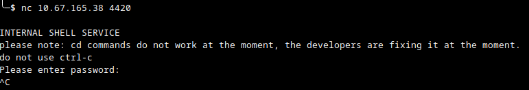 Conexão ao Internal Shell Service